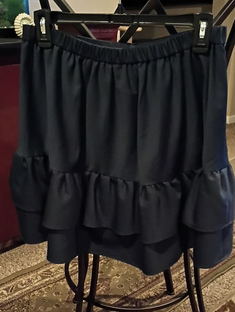J. Crew Wool Blend Navy Women's Flared Tiered Skirt - Picture 5 of 11